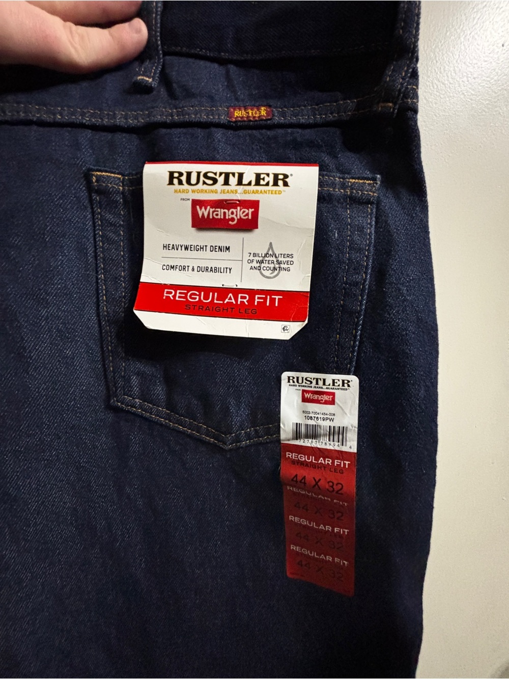Rustler by Wrangler Men's Straight Leg Jeans in Deep Navy 42x32 New with Tags